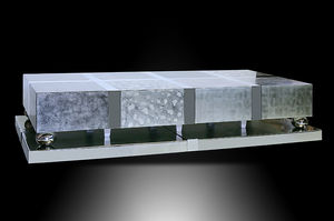 Art Deco coffee table / lacquered wood / rectangular / commercial