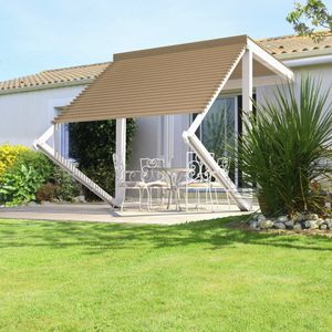 wall-mounted pergola / wooden / sun shade louvers / modular