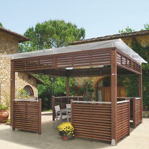 wooden gazebo / fabric roof