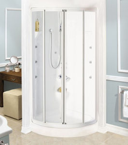 glass shower cubicle / angle / with hinged door