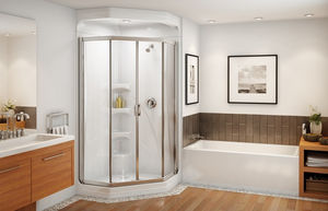 glass shower cubicle / angle / with hinged door