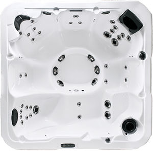 built-in hot tub / square / 6-seater / indoor