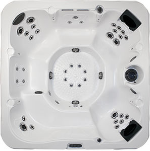 built-in hot tub / square / 6-seater / indoor