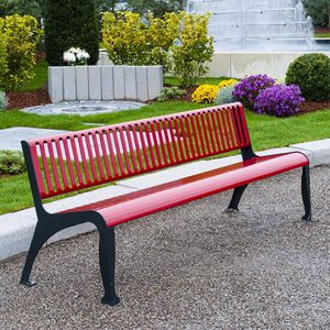 public bench / contemporary / steel / with backrest