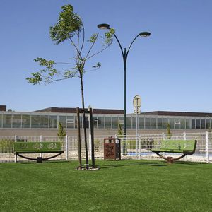 public bench / contemporary / steel / with backrest