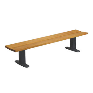 public bench / contemporary / wooden / galvanized steel
