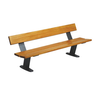 public bench / contemporary / wooden / galvanized steel