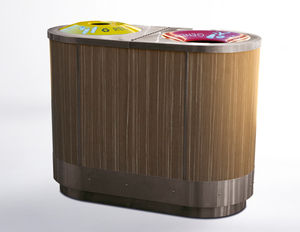 public trash can / stainless steel / wooden / recycling