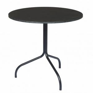 contemporary table / stainless steel / granite / round