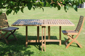 contemporary table / teak / rectangular / garden