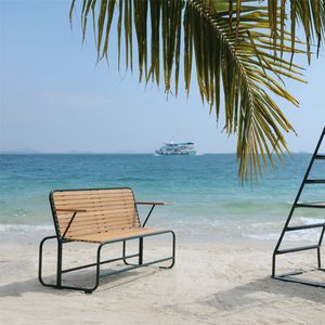 tennis bench / contemporary / teak / aluminum