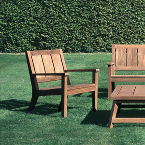 contemporary armchair / teak / garden