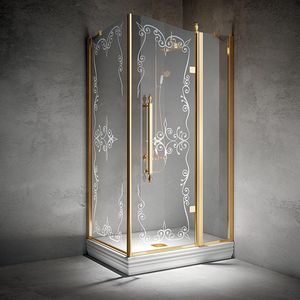 glass shower cubicle / angle / with sliding door