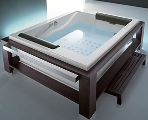bathtub with legs / wooden / acrylic / double