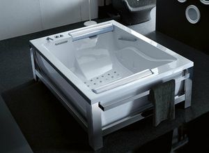 free-standing bathtub / steel / double / hydromassage