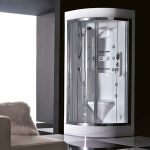 multi-function shower cubicle / glass / angle / with sliding door