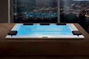 built-in hot tub / rectangular / 8-seater / with integrated LED lighting