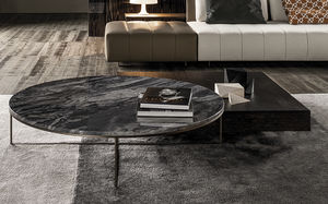 coffee table / contemporary / marble / iron