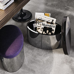 contemporary pouf / leather / steel / with storage compartment
