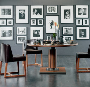 contemporary table / metal / marble / walnut