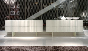 contemporary sideboard / lacquered wood / white / gray