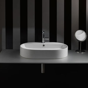 countertop washbasin / oval / ceramic / contemporary