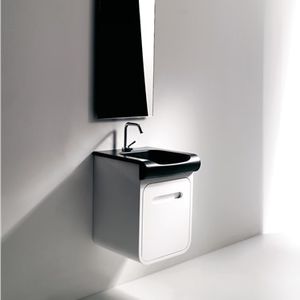 semi-recessed washbasin / rectangular / ceramic / contemporary
