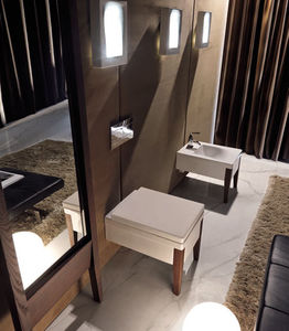 free-standing mirror / contemporary / rectangular / wooden