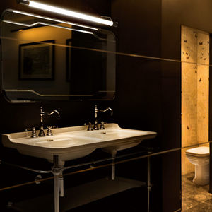 double washbasin / countertop / rectangular / ceramic