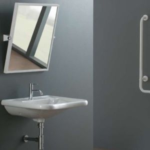 wall-mounted washbasin / ceramic / contemporary / handicapped
