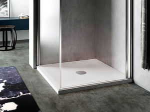 rectangular shower base / acrylic / with extra-flat drain