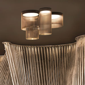 contemporary ceiling light / round / glass / metal