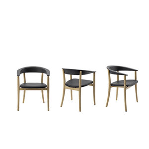 contemporary chair / wooden / leather