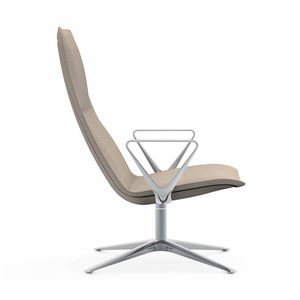 contemporary office armchair / fabric / leather / aluminium