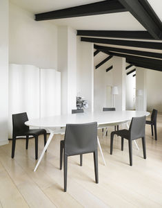 contemporary chair / stackable / oak / walnut
