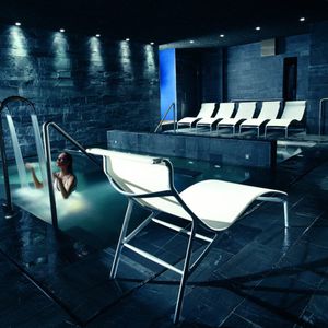 contemporary lounge chair / PVC / aluminum / leather