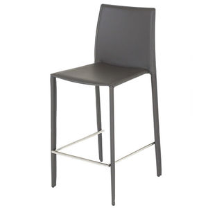 contemporary bar chair / metal / vinyl / with footrest