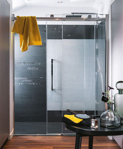 glass shower cubicle / rectangular / with hinged door