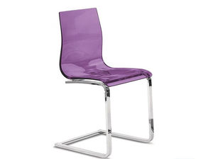 contemporary chair / acrylic / chromed metal / cantilever