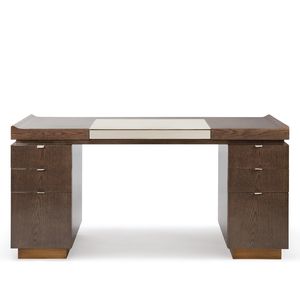 metal desk / leather / contemporary / with storage