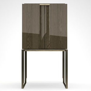contemporary bar cabinet / metal / leather