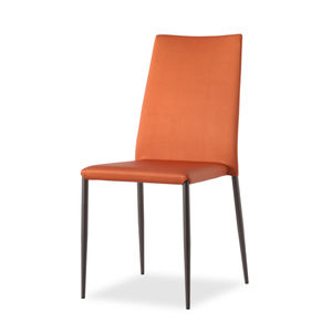 contemporary chair / upholstered / leather / painted metal