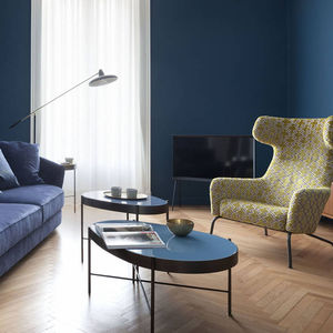 contemporary coffee table / metal / round / oval