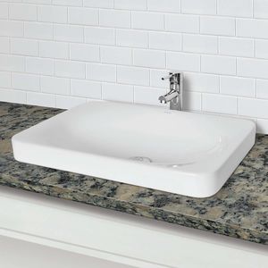 semi-recessed washbasin / rectangular / ceramic / contemporary
