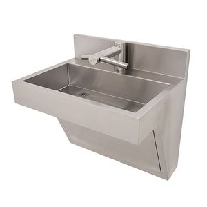 wall-mounted washbasin / rectangular / stainless steel / contemporary