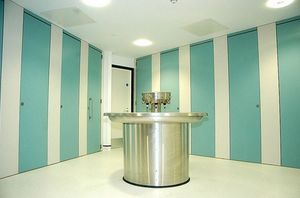 free-standing hand basin / round / stainless steel / commercial