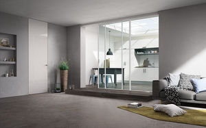 indoor door / sliding / aluminum / glazed