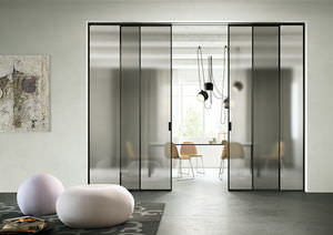 indoor door / sliding / aluminum / glazed