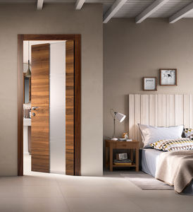 indoor door / swing / wooden / semi-glazed