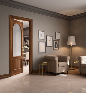 indoor door / swing / wooden / semi-glazed